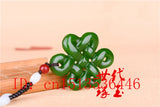 Chinese Green Jade Knot Hollow-out Pendant Necklace Charm Jewellery