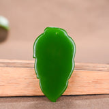 Chinese Green Jade Leaf Pendant Necklace Charm for Women