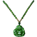 Chinese Green Jade Maitreya Buddha Pendant Necklace Charm