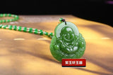Chinese Green Jade Money Buddha Pendant Necklace Charm Lucky Amulet