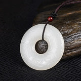 Chinese Green Jade Peace-buckle Jade Pendant Lucky Exorcise Evil Spirits