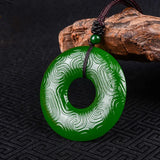 Chinese Green Jade Peace-buckle Jade Pendant Lucky Exorcise Evil Spirits