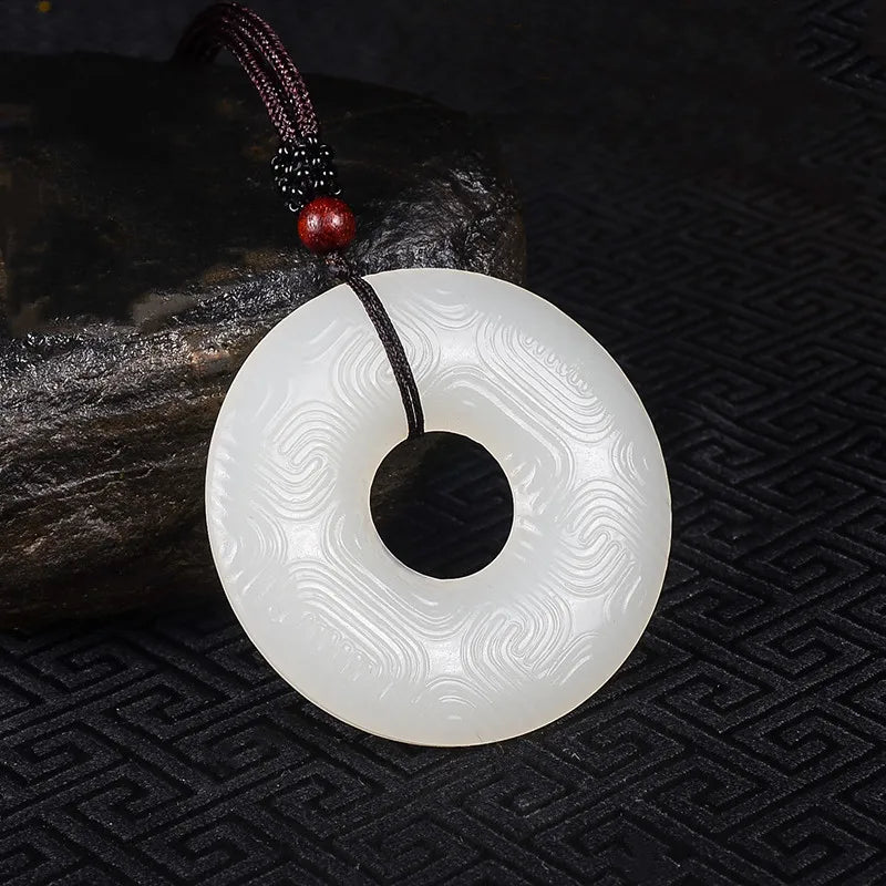 Chinese Green Jade Peace-buckle Jade Pendant Lucky Exorcise Evil Spirits
