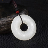 Chinese Green Jade Peace-buckle Jade Pendant Lucky Exorcise Evil Spirits