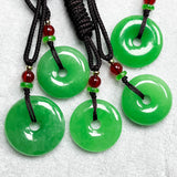 Chinese Green Jade Safety Buckle Pendant Beads Necklace Charm Jewellery