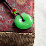 Chinese Green Jade Safety Buckle Pendant Beads Necklace Charm Jewellery