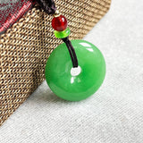 Chinese Green Jade Safety Buckle Pendant Beads Necklace Charm Jewellery