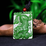 Chinese Green Jade Tiger Pendant Necklace Charm Jadeite Jewelry Carved Amulet