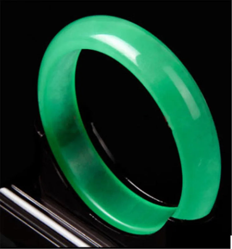 Chinese Green Jade Bracelet 52-64mm Hand-Carved Luck Amulet