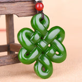 Chinese Green Jade Knot Pendant Necklace Charm Jewellery