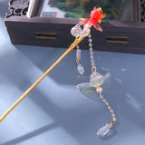 Chinese Hairpin for Women Red Carp Hair Sticks Alloy Tassel Headdress