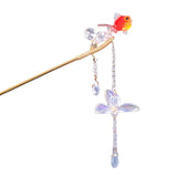 Chinese Hairpin for Women Red Carp Hair Sticks Alloy Tassel Headdress