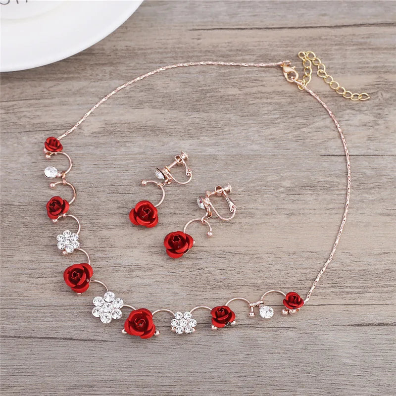 Red Flower Pearl Hairband Vintage Bridal Hair Accessories