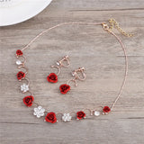 Red Flower Pearl Hairband Vintage Bridal Hair Accessories