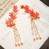 Vintage Chinese Maple Leaf Hairpin Hanfu Head Jewelry 1 Pair