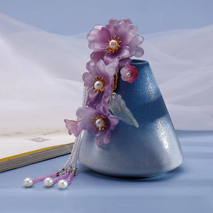 Chinese Hair Jewelry Purple Flower Hairpins Headpieces