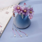 Chinese Hair Jewelry Purple Flower Hairpins Headpieces