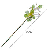 Chinese Flower Tassel Hairpins Forks Green Hair Stick Metal Hair Clips