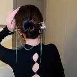 Chinese Hair Sticks Headwear with Tassel Headdress for Cheongsam Dress