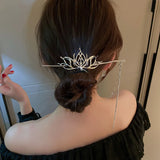 Chinese Hairpins Clips Silver Metal Pearls Crown Tiara