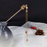 Vintage Bamboo Pearl Hair Sticks Tassel Golden Hanfu Hair Accessories