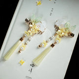 Chinese Hairpins Side Clips Yellow Flower Hairclips Rabbit Headpiece Tassel