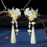 Chinese Hairpins Side Clips Yellow Flower Hairclips Rabbit Headpiece Tassel