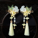 Chinese Hairpins Side Clips Yellow Flower Hairclips Rabbit Headpiece Tassel