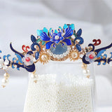Chinese Hanfu Phoenix Headdress Antique Hair Crown Beads Tassel Hairpin