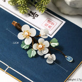 Chinese Hanfu Dress Flower Leaf Pearls Side Clips Hairpins