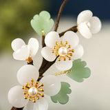 Chinese Hanfu Dress Flower Leaf Pearls Side Clips Hairpins
