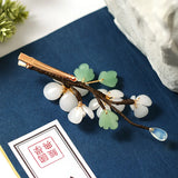 Chinese Hanfu Dress Flower Leaf Pearls Side Clips Hairpins