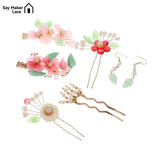 Hanfu Hair Accessories Flower Pearl Tassel Hair Sticks Vintage Wedding Bridal