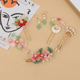Hanfu Hair Accessories Flower Pearl Tassel Hair Sticks Vintage Wedding Bridal
