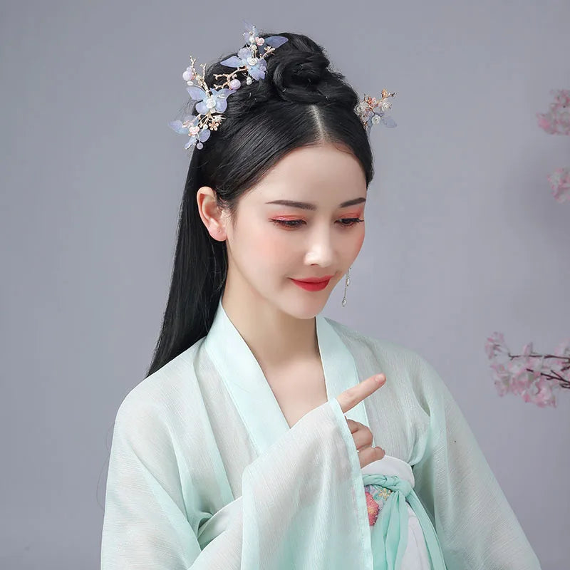 Chinese Hanfu Hair Accessories Vintage Flower Tassel Hair Clip Comb Set