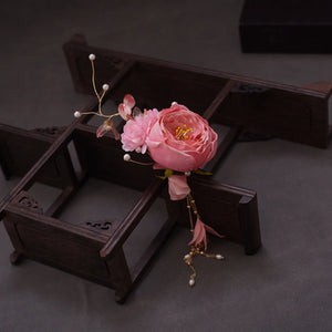 Chinese Hanfu Hair Clips Floral Tassel Side Pin For Women