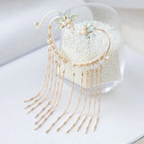 Chinese Crystal Flower Beads Tassel Hairpin Hanfu Hair Ornament