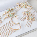 Chinese Crystal Flower Beads Tassel Hairpin Hanfu Hair Ornament
