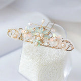 Chinese Crystal Flower Beads Tassel Hairpin Hanfu Hair Ornament