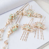Chinese Crystal Flower Beads Tassel Hairpin Hanfu Hair Ornament