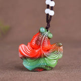 Hand-Carved Hetian Jade Goldfish Pendant Necklace for Her