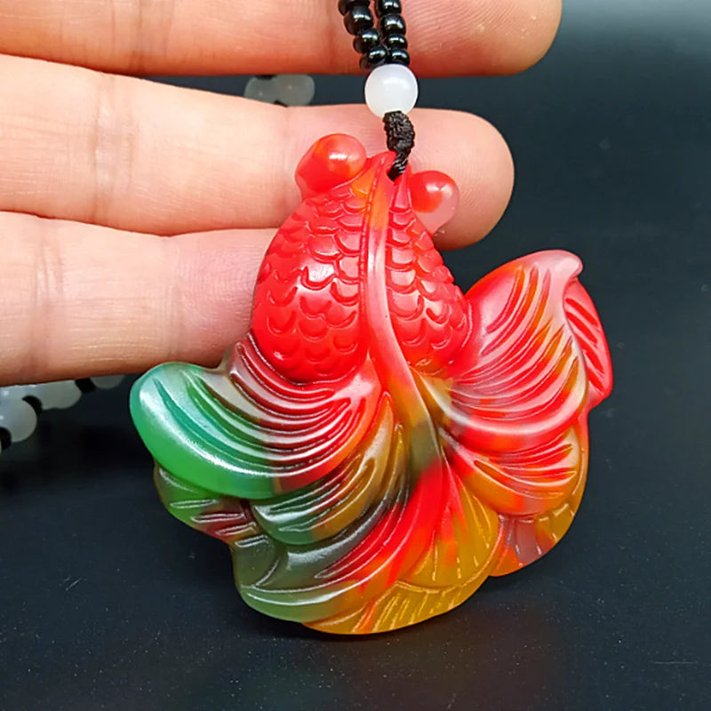 Hand-Carved Hetian Jade Goldfish Pendant Necklace for Her