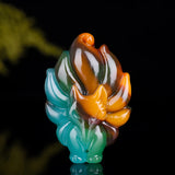 Chinese Hetian Jade Seven Tailed Fox Pendant Necklace Charm Women