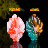 Chinese Hetian Jade Seven Tailed Fox Pendant Necklace Charm Women