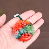 Chinese Hetian Jade Yuanbao Pixiu Pendant Necklace Charm