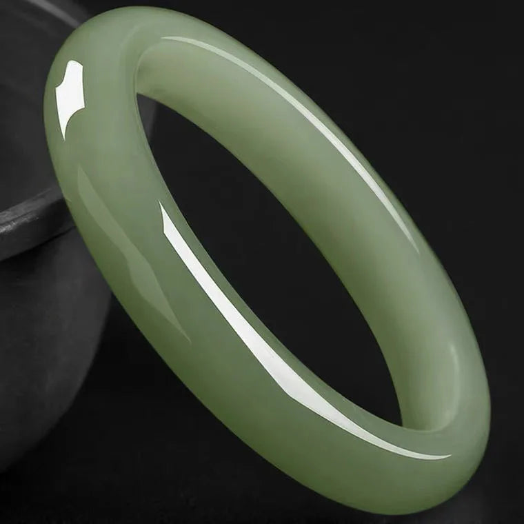 Hand-Carved Hetian Jade Bracelet 54-64mm Round Bangle Luck Amulet