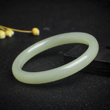Chinese Hetian Jade Bracelet 54-64mm Hand-Carved Round Bangle Amulet