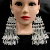 Chinese Hmong Earrings Big Sliver Colour Women Miao Dance