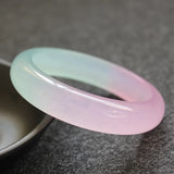Chinese Ice-like Half-Purple Jade Bracelet 52-64mm Luck Amulet