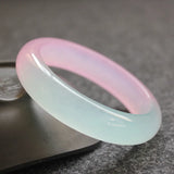 Chinese Ice-like Half-Purple Jade Bracelet 52-64mm Luck Amulet
